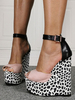 Sandales compensées pour dame classique peep toe talon compensé slip-on femme plus la taille léopard sandales pour femmes