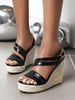 Sandales compensées pour femme Belles sandales compensées en cuir Synthétique