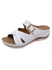 Sandales compensées pour femme Boutons en cuir Synthétique chic Bout ouvert respirant