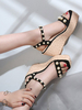 Sandales compensées pour femme Charmant Micro Suede Perles supérieures Sandales compensées à bout carré