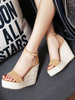 Sandales compensées pour femme moderne bout rond micro daim sandales compensées supérieures