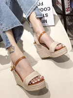 Sandales compensées pour femmes Belle cuir Synthétique Brides de cheville respirantes Sandales compensées