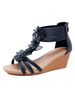 Sandales compensées pour femmes Belle impression florale en cuir Synthétique antidérapant
