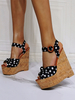 Sandales compensées pour femmes Chaînes en satin de charme Peep Toe Talons compensés