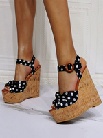 Sandales compensées pour femmes Chaînes en satin de charme Peep Toe Talons compensés