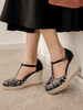 Sandales compensées pour femmes Charmant cuir Synthétique en cuir imprimé serpent Bout rond Sandales compensées