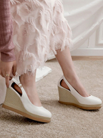 Sandales compensées pour femmes Chic en cuir Synthétique Sandales compensées à bout rond