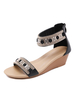 Sandales compensées pour femmes Chic Synthétique Cuir Monk Strap Metallic Open Toe Skid Resistant