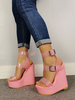 Sandales compensées pour femmes Rose Bout ouvert Boucle Chaussures compensées Jelly Sandal Shoes