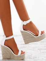Sandales compensées pour femmes Street Wear Sandales à bout ouvert en cuir PU