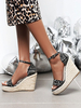 Sandales compensées pour les femmes Charmantes sandales compensées en cuir Synthétique à imprimé serpent