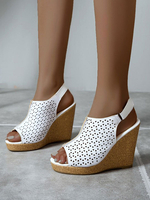 Sandales compensées pour les femmes Charmantes sandales en cuir Synthétique à bride arrière