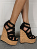 Sandales compensées sexy femme noir