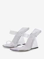 Sandales compensées transparentes à enfiler chaussures femmes en PC