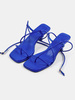 Sandales dété pour femmes à talons aiguilles à lacets en cuir PU sans lacets bleus à bride à la cheville