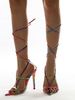 Sandales dété pour femmes à talons aiguilles en cuir PU à lacets sandales à talons