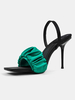 Sandales dété pour femmes talon aiguille bout carré sans lacet sandales à talons vert satiné