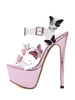 Sandales dété pour femmes Talon aiguille Peep Toe Sandales à talons roses en cuir PU