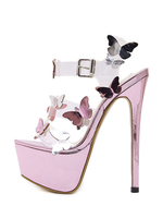 Sandales dété pour femmes Talon aiguille Peep Toe Sandales à talons roses en cuir PU