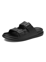 Sandales dété pour hommes Slip-On en cuir PU semelle fendue à bout ouvert pantoufle noire