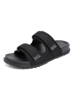 Sandales dété pour hommes Slip-On Patent PU Upper Split Sole Casual Pantoufle noire