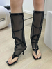 Sandales de gladiateur à talon aiguille et fermeture éclair pour femmes bottes dété en cuir PU