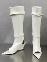 Sandales de gladiateur à talons compensés avec boucle pour femmes bottes dété en cuir PU