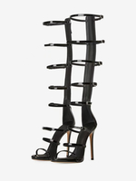 Sandales de gladiateur noires femmes chaussures à bride avec boucle et bretelles à talons hauts