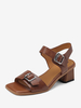 Sandales de gladiateur pour femmes boucle tenue de rue sandales en cuir PU bout carré talon épais marron café