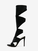 Sandales De Gladiateur Talon Aiguille Pour Femmes Chaussures En Micro-Daim Noir