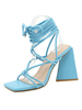 Sandales de la cheville Femmes Sandales en cuir PU Sandales en cuir bleue Light Blue Talon