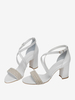 Sandales de mariée en cuir PU blanc chaussures de mariage élégantes à bout ouvert avec strass