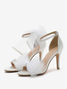 Sandales de mariée en satin blanc à la mode à bout ouvert avec nœuds sandales de mariage