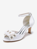Sandales de mariée en satin blanc chic bout ouvert strass chaussures de mariage
