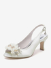 Sandales de mariée en satin ivoire chic bout découpé fleurs sandales de mariage