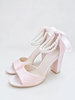 Sandales de mariée en satin rose élégantes à bout ouvert avec perles