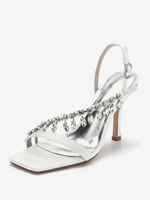 Sandales de mariée Ivoire Satin Chic Sandales de mariage à bout ouvert et strass