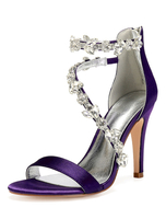 Sandales de Mariées à Talons Hautes Fins Femmes en Satin Cousu avec Paillettes avec Bout Ouvert Bicolores