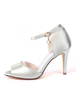 Sandales de Mariées à Talons Hautes Fins Femmes en Satins avec Bour Ouvert à Cuir Synthétique avec Boucle Unicolore