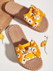 Sandales de plage jaunes femmes à bout ouvert Floal imprimé Bow Sandal Slide