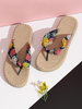 Sandales de plage plates pour femmes à fleurs bleues pirnted plates