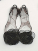 Sandales de plage plates pour femmes Peep Toe Jelly Shoes avec fleur