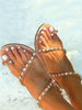 Sandales de plage pour femmes avec strass et anneau aux orteils - Sandales plates pour les vacances dété