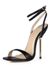 Sandales de robe noires en Synthétique unicolore avec ruban haut à talon aigu