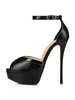 Sandales de Soirée à Talons Hauts avec Bout Ouvert Femme à Lacets Unicolore