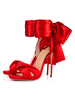 Sandales de Soirée de Mariée à Talons Hautes Fins Femmes en Satin à Lacets Décors avec Noeud avec Bout Ouvert Unicolore