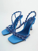 Sandales de Soirée Femme à Talons Hauts avec Bout Ouvert en Paillette Unicolore