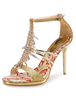 Sandales en vogue imprimé brillantes avec strass à bout ouvert