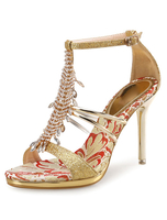 Sandales en vogue imprimé brillantes avec strass à bout ouvert