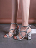 Sandales Escarpins à Talons Hautes Femmes Imprimé Animal à Cuir Synthétique avec Bout Ouvert Bicolores Sexy